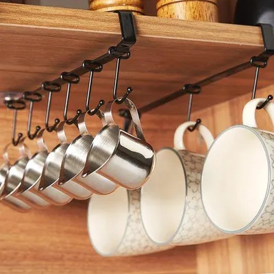 Image de Porte-tasses réglable pour cuisine et bar, avec 6 crochets