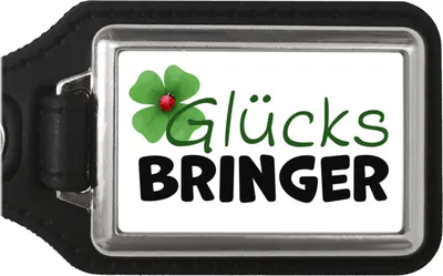 Produktbild von Kleeblatt Glücksbringer Schlüsselanhänger mit Kunstleder-Anhänger