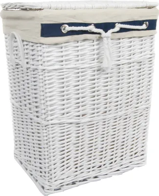 Zdjęcie produktu dla Kosz na pranie Kosz na pranie Skrzynia na pranie Wiklinowy okrągły biały Pokrywa Marine 48x36 H.62