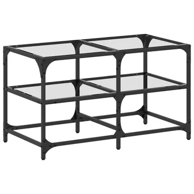 Image de vidaXL Table basse avec plateau en verre Transparent 78,5x40x45 cm Acier