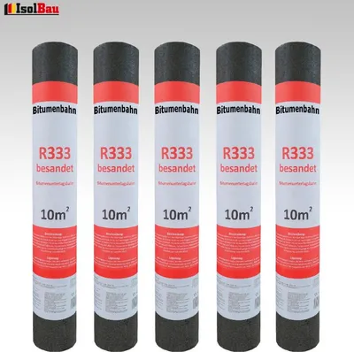 Produktbild von Isolbau Dachpappe R333 Besandet 50m2 5 Rollen Bitumenbahn Bitumen-Dachbahn