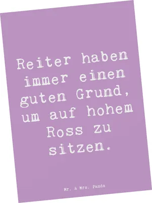 Produktbild von Mr. & Mrs. Panda Postkarte Spruch Reitsport Stolz - Lavendeltraum - Geschenk, Sportler, humor, Postkarten, Ansichtskarten, Teamsport, Fotokarte, Grußkarte, Ansichtskarte