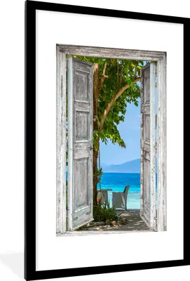 Produktbild von MuchoWow® Gerahmtes Poster Strand - Tropen - Meer - Blick 60x90 cm - Poster mit Schwarzem Bilderrahmen Wandposter Rahmen Foto Bilder - Dekoration - Wandposter Wohnzimmer - Hochwertig
