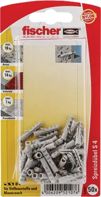 Produktbild von Fischer 52118, Spreizdübel, Mauerziegel, Beton, Mauerwerk, Nylon, 8 mm, 40 mm, 8 mm