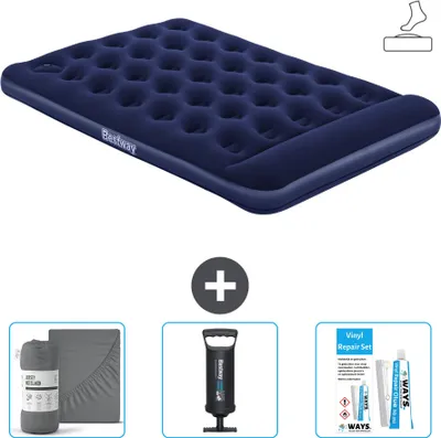 Produktbild von Bestway Luftmatratze - Französisches Bett - 137 x 191 x 28 cm - Blau - Inklusive Zubehör