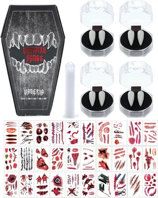 Imagen del producto de Kit de colmillos de vampiro para Halloween, 4 pares