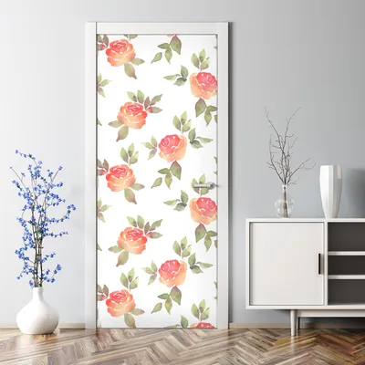 Produktbild von Dekorative Türposter Aufkleber selbstklebend Klebefolie Vintage Roses Blumen 77 x 200 cm