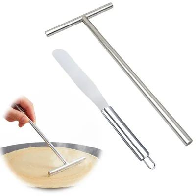 Crêpe-Set aus Edelstahl: Spatel & Teigverteiler, 2-teilig
