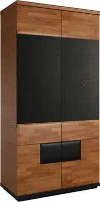 Produktbild von Schlafzimmer - Kleiderschrank, Farbe: Walnuss / Schwarz, teilmassiv - Abmessungen: 210 x 102 x 62 cm (H x B x T)