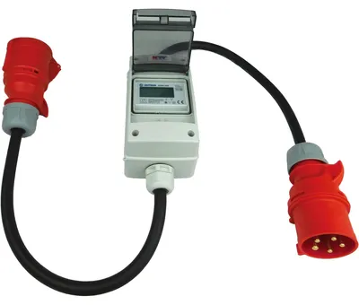 CEE Adapter 32A 400V, digitaler Stromzähler geeicht, IP44, 3-phasig