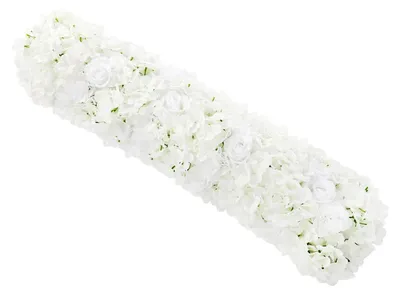 Produktbild von Künstliche Blumendekoration - Blumenreihe 100 cm - Seidenrosen, Dahlien, Hortensien - Hochzeitsbogen, Hintergrund, Tischdekoration - Einweihungsfeier & Ausstellung - Außenbereich - Weiß