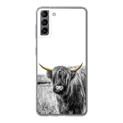 Produktbild von MuchoWow® Handyhülle Schutzhülle Hülle für Samsung Galaxy S21 Plus Schottischer Highlander - Gold - Schwarz - Weiß Silikon Softcase Handy Hülle - Handy-Tasche