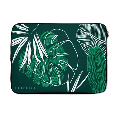 Produktbild von MuchoWow® Laptop Hülle 14 ZollDschungel - Blätter - Grün - Weiß - Junge - Mädchen - Kind Laptoptasche - Laptoptasche - Stoßsicher - Schutzhaube