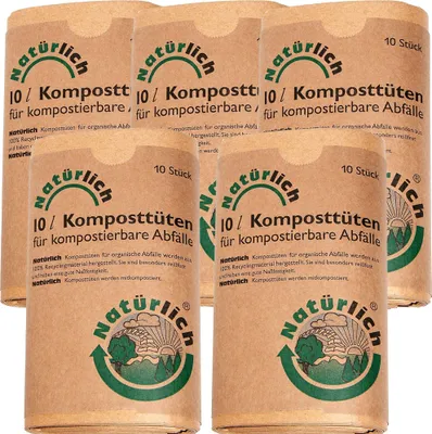 Produktbild von Natürlich Komposttüten für komposttierbare Abfälle 5 x 10 Stk.