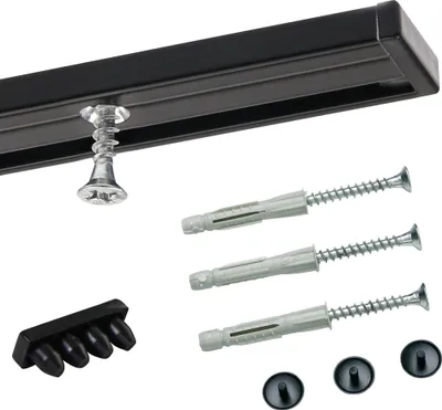 Produktbild von 1-lauf Gardinenschiene Innenlauf Minimal Schwarz – 240cm
