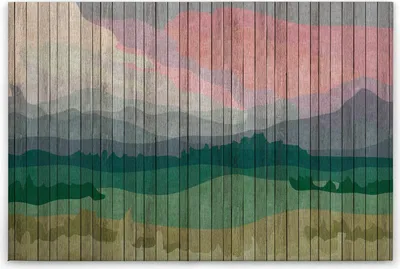 Produktbild von Leinwandbild Landschaft 60 x 90 cm - Wandbild Bunt Grün - Keilrahmen Berge Wohnzimmerdeko Wanddeko Wandgemälde