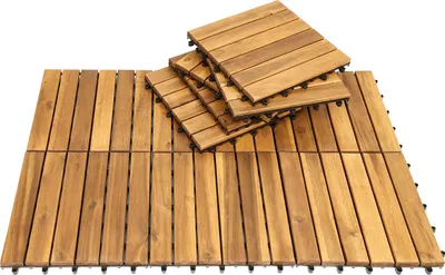 Produktbild von Jayseuw Holzfliesen Terrassenfliesen Bodenfliesen Balkonfliesen Akazien-Holzfliesen 30 x 30 cm leicht verlegbar 110x