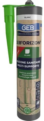 Productafbeelding van Mastic Geb'orizon Sanitair siliconen, wit, 310 ml - Geb