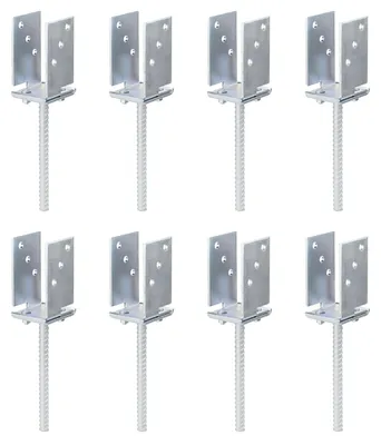 Produktbild von Alberts 8 x U-Pfostenträger, Breite 71 - 131 mm, Höhe 110 mm, Riffelstahl-Betonanker 200 mm, galvanisch verzinkt, dickschichtpassiviert, zum Einbetonieren