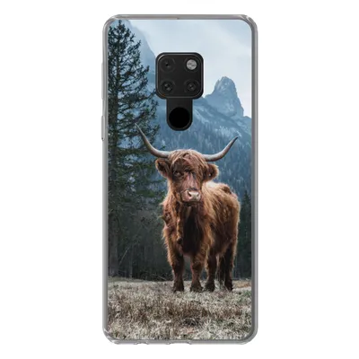 Produktbild von MuchoWow® Handyhülle Schutzhülle Hülle für Huawei P40 Lite Schottische Highlander - Berg - Landschaft - Bäume - Kuh - Natur Silikon Softcase Handy Hülle - Handy