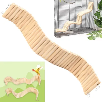 Imagen del producto de Omgoods - Juguete de loro de madera - Accesorio para pájaros multifuncional