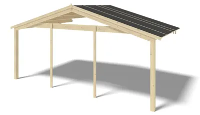 Image de Avant-toit en bois 6x3m pour le chalet de jardin 6m, couleur naturel - DOM556 - ALTANKA