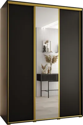 Produktbild von MEBLE KRYSPOL Davos 3 Schrank, drei Türen - 235,2x170x60 cm - Schwarz Schwarz Gold