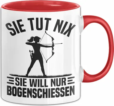 Produktbild von Bogenschützin Tasse Geschenk Bogenschießerin Geschenkidee Frauen Geburtstag Weihnachten Kaffee-Becher (Rot)