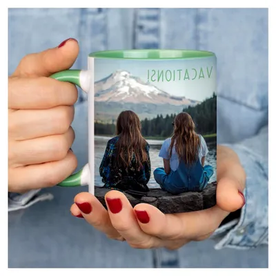 Produktbild von Personalisierte Tasse mit Foto/Text | 325 ml | Bedruckte Keramiktasse | Personalisierte Geschenke | GRÜN