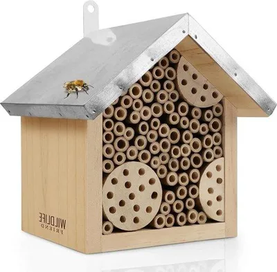 Immagine prodotto di Nido artificiale in legno per api selvatiche - Resistente alle intemperie - Rifugio per insetti