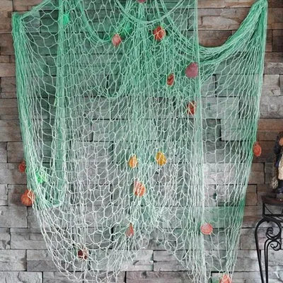 200cm x 150cm Fischernetz mit Muscheln für Strandthema Dekoration im Wohnzimmer und Schlafzimmer, Mediterrane Wanddekoration