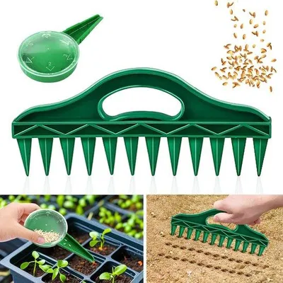 Immagine prodotto di Griglia per semina con 12 fori, seminatrice manuale, regolabile, per giardino
