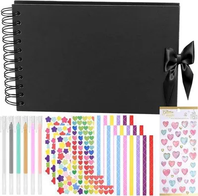 Image de Scrapbook A5 album photo vierge - 30 pages noires - pour projets créatifs