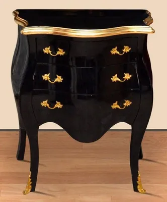 Produktbild von Casa Padrino Barock Nachtkommode Schwarz / Gold - Handgefertigte Massivholz Kommode im Barockstil - Antik Stil Nachttisch mit 3 Schubladen - Barock Möbel