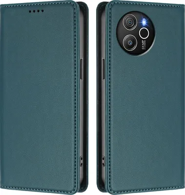 Image de Etui cuir pour Blackview Shark 8 / Oscal Tiger 12, étui magnétique en cuirPolyuréthaneavec support Vert