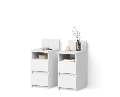 Image de Table de chevet Livinity Roya Blanc Lot de 2, Model 62505