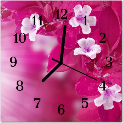Produktbild von Glasuhr Wanduhr Küchenuhr Echt-Glas 30x30 cm Blumen rosa