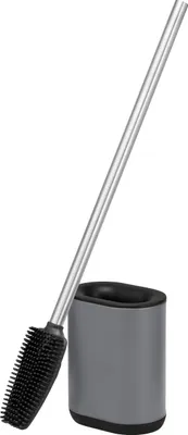 Image de garniture WC bremermann barbena, gris, avec brosse flexible 3en1 en tpr // Brosse WC manche inox