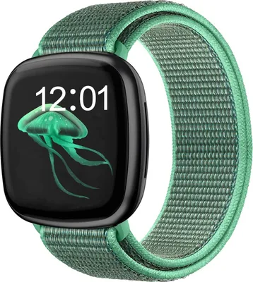 Produktbild von Strap-it Nylon-Smartwatch-Armband, geeignet für Fitbit Sense / Versa 3 (mintgrün) – atmungsaktiv, leicht und verstellbar –