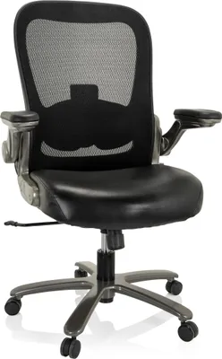 Produktbild von hjh OFFICE XXL Drehstuhl INSTRUCTOR T I Bürostuhl gepolstert bis 220 kg belastbar mit abklappbaren Armlehnen Kunstleder/Netzstoff für Büro, Zuhause