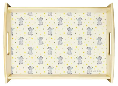 Produktbild von Mr. & Mrs. Panda Tablett Elefant Biene - Gelb - Geschenk, Lustige Sprüche, Heiratsantrag, holz, Dekotablett, Liebe, Hochzeitsgeschenk, Liebesspruch, Servier, für bett