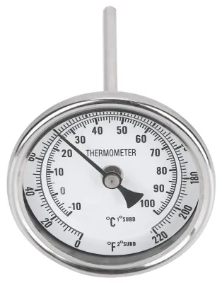 Zeigerthermometer 1/2 NPT Edelstahl, 0-220°F/-10-100°C
