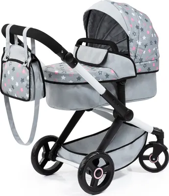 Produktbild von Bayer Design 17007AA Kombi-Puppenwagen Xeo mit Tasche, verstellbarer Griff, wandelbar als Jogger, schwenkbare Vorderräder, grau