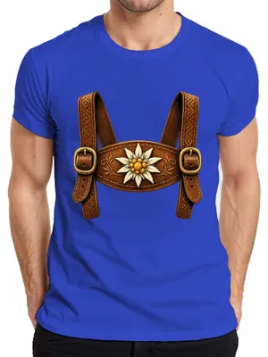 Immagine prodotto di Pantaloni tradizionali in pelle, costume da , Edelweiß, Baviera, abito tradizionale, abito da donna, stile alpino, maglietta da uomo, blu, taglia 3XL