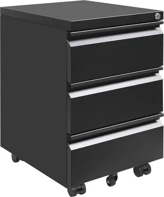 Obrázek produktu pro Kancelářská kovová skříňka na kolečkách se zámkem - Mobilní úložný box do kanceláře