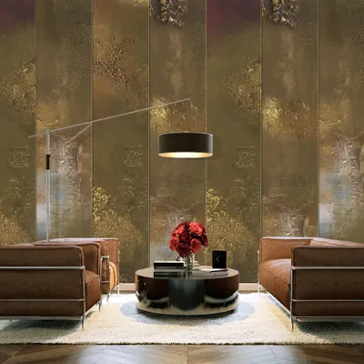 Produktbild von PURO TAPETE - Realistische Tapete ohne Rapport und Versatz 10m Vlies Tapetenrolle Wandtapete modern design Fototapete - Textur gold - wie gemalt f-A-0463-j-b