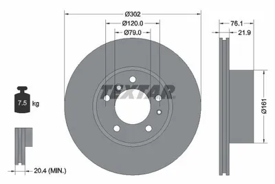 Obrázok produktu pre 2 brzdové kotúče Textar 302 mm vpredu pre BMW 5 7