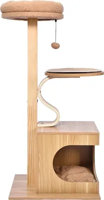 Produktbild von Dehner Lieblinge Kratzbaum Bijou, Katzenbaum abwechslungsreich, Kletterbaum für Katzen, inkl. Kuschelkissen, ca. 48 x 102 x 40 cm, Holz / Plüsch, braun