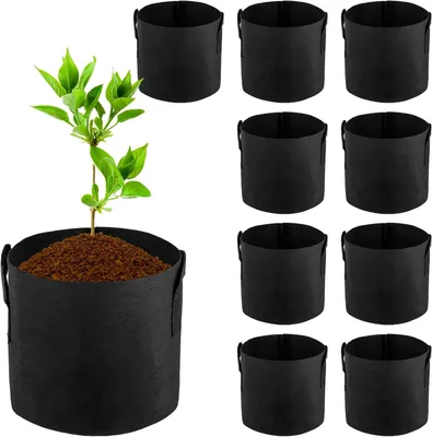 Produktbild von Pflanzsäcke 11 L, gewebter Stoff, mit Griff, für Gemüse und Blumen