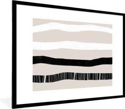 Produktbild von MuchoWow® Gerahmtes Poster Linie - Pastell - Minimalismus - Muster 80x60 cm - Poster mit Schwarzem Bilderrahmen Wandposter Rahmen Foto Bilder - Schlafzimmer-Dekorationen - Fotoposter